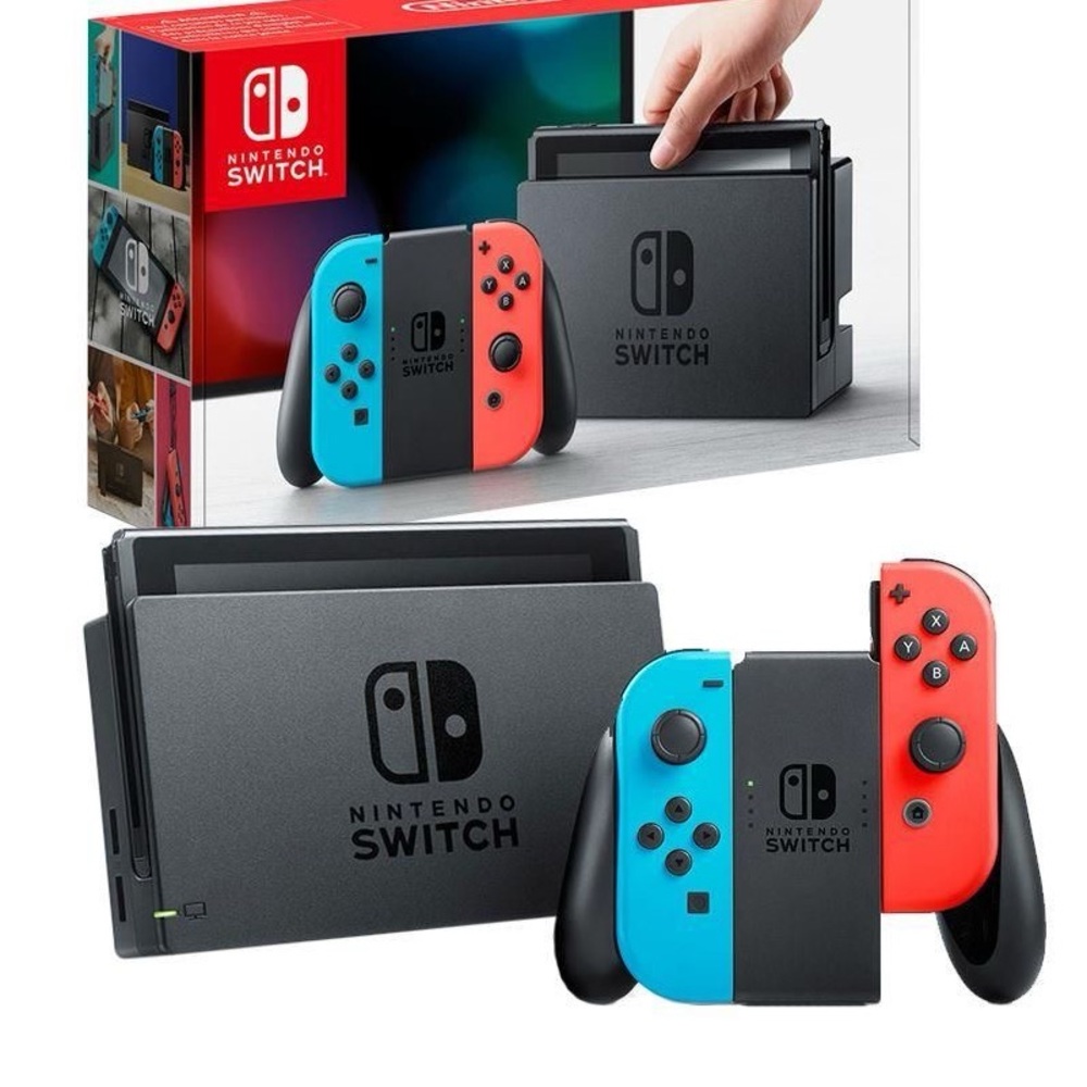 Nintendo Switch Console with Red and Blue Joy-Con